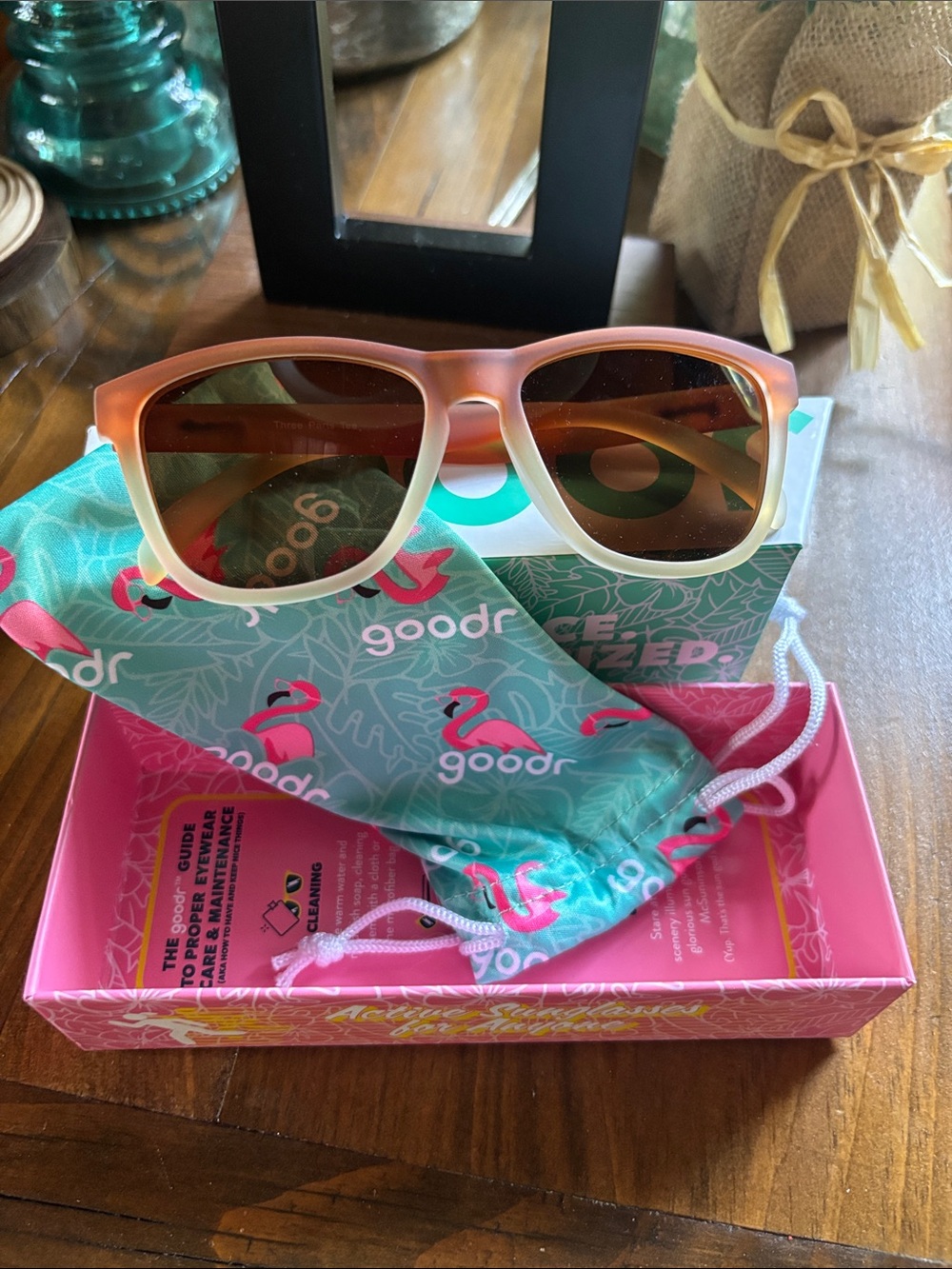 Goodr Ombre Rectangular Sunglasses — Peach to Cream Frame